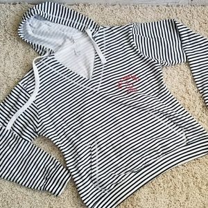 Navy and white stripe hoodie sweatshirt